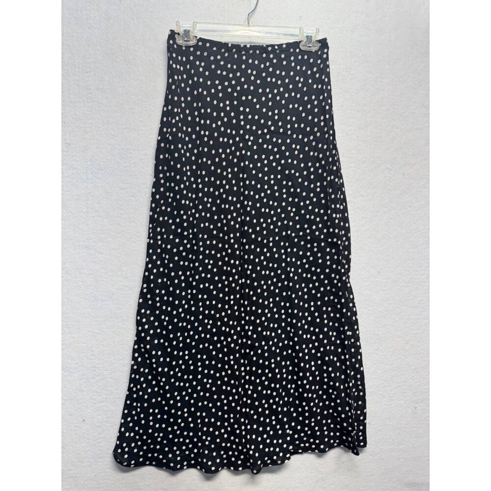 Black & White Polka Dot Rayon Skirt By Salaam Womens Small - Picture 1 of 8